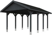 Skanholz Einzelcarport "Wallgau" Massivholz 340 cm Schiefergrau mit schwarzen