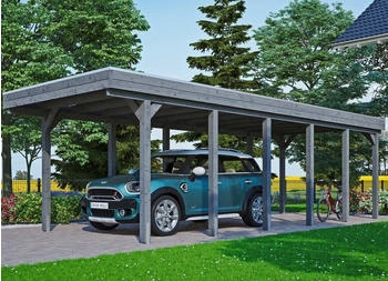 Skan Holz Einzelcarport Friesland 314x860 cm 221 cm Einfahrtshöhe dunkelgrau