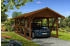 Skan Holz Einzelcarport Schwarzwald 424x772 cm 220 cm Einfahrtshöhe mit Abstellraum mit Dachschalung Nussbaum