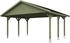 Skan Holz Doppelcarport Wallgau 620x500 cm 215 cm Einfahrtshöhe mit schwarzen Dachschindeln Grün