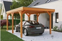 Skanholz Einzelcarport "Grunewald" Leimholz hellbraun mit EPDM-Dach