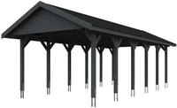 Skanholz Einzelcarport "Wallgau" Massivholz 340 cm Schiefergrau mit schwarzen