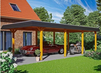 Skan Holz Einzelcarport Wendland 409x870 cm 210 cm Einfahrtsh&ouml;he hellbraun