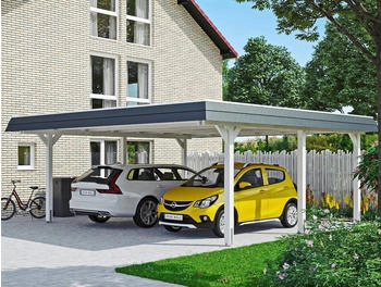 Skan Holz Doppelcarport Wendland 630x637 cm 216 cm Einfahrtsh&ouml;he wei&szlig;