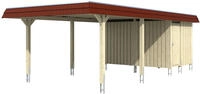 Skanholz Einzelcarport "Wendland" Leimholz 341 cm Nussbaum mit Abstellraum mit