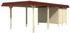 Skan Holz Einzelcarport Wendland 362x870 cm 206 cm Einfahrtshöhe mit Abstellraum mit EPDM-Dach rote Blende Nussbaum