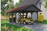 Skan Holz Einzelcarport Wallgau 430x750 cm 215 cm Einfahrtshöhe mit roten Dachschindeln Schiefergrau