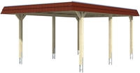Skanholz Einzelcarport "Wendland" Leimholz 341 cm Natur mit EPDM-Dach, rote Blende