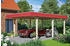 Skan Holz Einzelcarport Wendland 409x628 cm 210 cm Einfahrtshöhe mit EPDM-Dach rote Blende Natur