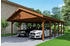 Skan Holz Doppelcarport Wallgau 620x900 cm 215 cm Einfahrtshöhe mit roten Dachschindeln Nussbaum