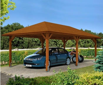 Skan Holz Einzelcarport Taunus 439x786 cm 218 cm Einfahrtsh&ouml;he braun