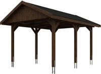 Skanholz Einzelcarport "Wallgau" Massivholz 291 cm Nussbaum mit schwarzen
