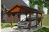 Skan Holz Einzelcarport Wallgau 380x500 cm 215 cm Einfahrtshöhe mit schwarzen Dachschindeln Nussbaum