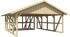 Skan Holz Doppelcarport Schwarzwald 684x772 cm 220 cm Einfahrtshöhe mit Abstellraum 2 mit Dachschalung Natur