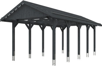 Skan Holz Einzelcarport Wallgau 380x750 cm 215 cm Einfahrtshöhe mit Dachlattung Schiefergrau