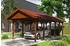 Skan Holz Einzelcarport Wallgau 380x900 cm 215 cm Einfahrtshöhe mit roten Dachschindeln Nussbaum