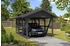 Skan Holz Einzelcarport Schwarzwald 424x600 cm 220 cm Einfahrtshöhe mit Rückwand mit Dachschalung Schiefergrau