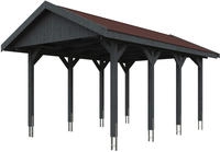 Skanholz Einzelcarport "Wallgau" Massivholz 291 cm Schiefergrau mit roten