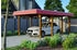 Skan Holz Einzelcarport Spreewald 345x589 cm 206 cm Einfahrtshöhe mit EPDM-Dach rote Blende Nussbaum