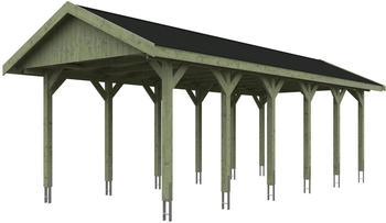 Skan Holz Einzelcarport Wallgau 380x900 cm 215 cm Einfahrtshöhe mit schwarzen Dachschindeln Grün