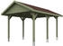 Skan Holz Einzelcarport Wallgau 380x500 cm 215 cm Einfahrtshöhe mit roten Dachschindeln Grün