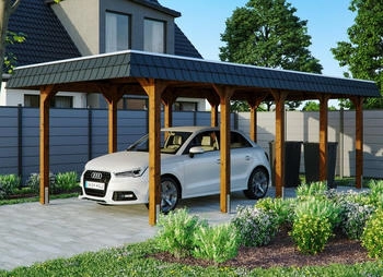 Skan Holz Einzelcarport Spreewald 345x741 cm 206 cm Einfahrtsh&ouml;he braun