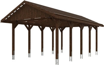 Skan Holz Einzelcarport Wallgau 430x750 cm 215 cm Einfahrtshöhe mit Dachlattung Nussbaum