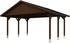 Skan Holz Doppelcarport Wallgau 620x500 cm 215 cm Einfahrtshöhe mit schwarzen Dachschindeln Nussbaum