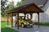 Skan Holz Einzelcarport Wallgau 430x500 cm 215 cm Einfahrtshöhe mit schwarzen Dachschindeln Nussbaum