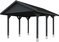 Skanholz Einzelcarport "Wallgau" Massivholz 340 cm Schiefergrau mit schwarzen