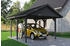 Skan Holz Einzelcarport Wallgau 430x500 cm 215 cm Einfahrtshöhe mit schwarzen Dachschindeln Schiefergrau
