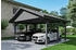 Skan Holz Doppelcarport Wallgau 620x500 cm 215 cm Einfahrtshöhe mit Dachlattung Schiefergrau
