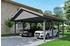 Skan Holz Doppelcarport Wallgau 620x600 cm 215 cm Einfahrtshöhe mit roten Dachschindeln Schiefergrau