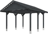 Skanholz Einzelcarport "Wallgau" Massivholz 340 cm Schiefergrau mit Dachlattung