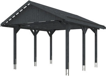 Skan Holz Einzelcarport Wallgau 430x500 cm 215 cm Einfahrtshöhe mit Dachlattung Schiefergrau