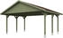 Skan Holz Doppelcarport Wallgau 620x500 cm 215 cm Einfahrtshöhe mit roten Dachschindeln Grün