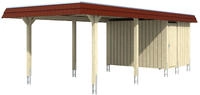 Skanholz Einzelcarport "Wendland" Leimholz 291 cm Nussbaum mit Abstellraum mit
