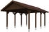 Skan Holz Einzelcarport Wallgau 430x600 cm 215 cm Einfahrtshöhe mit roten Dachschindeln Nussbaum