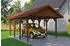 Skan Holz Einzelcarport Wallgau 430x600 cm 215 cm Einfahrtshöhe mit roten Dachschindeln Nussbaum