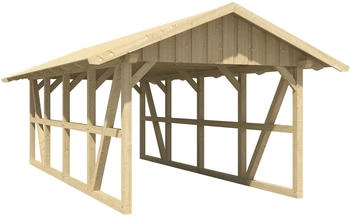 Skan Holz Einzelcarport Schwarzwald 424x772 cm 220 cm Einfahrtsh&ouml;he mit Dachschalung Wei&szlig;