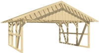 Skanholz Doppelcarport "Schwarzwald" Massivholz 560 cm Nussbaum 684x600cm, mit