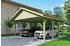 Skan Holz Doppelcarport Wallgau 620x600 cm 215 cm Einfahrtshöhe mit roten Dachschindeln Grün