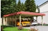 Skan Holz Doppelcarport Spreewald 585x893 cm 215 cm Einfahrtshöhe mit EPDM-Dach rote Blende Grün