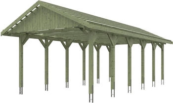 Skan Holz Einzelcarport Wallgau 430x900 cm 215 cm Einfahrtshöhe mit Dachlattung Grün