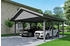 Skan Holz Doppelcarport Wallgau 620x600 cm 215 cm Einfahrtshöhe mit schwarzen Dachschindeln Schiefergrau