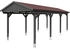 Skan Holz Einzelcarport Fichtelberg inkl. Dachschindeln rot 317 x 808 cm Schiefer