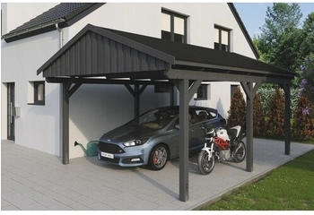 Skan Holz Einzelcarport Fichtelberg inkl. Dachschindeln schwarz 423 x 566 cm Schiefer