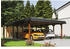 Skan Holz Doppelcarport Spreewald schwarze Blende inkl. EPDM Folie Pfostenanker 585 x 893 cm nussbaum