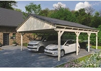 Skanholz Doppelcarport "Fichtelberg" Leimholz natur mit Dachlattung