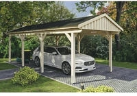 Skanholz Einzelcarport "Fichtelberg" Leimholz natur mit schwarzen Schindeln